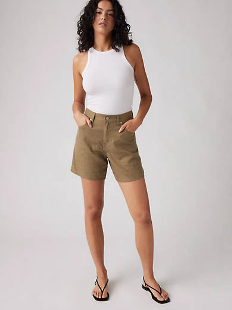 High Rise Baggy Linen Blend Lightweight Women's Shorts