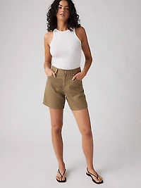 High Rise Baggy Linen Blend Lightweight Women's Shorts