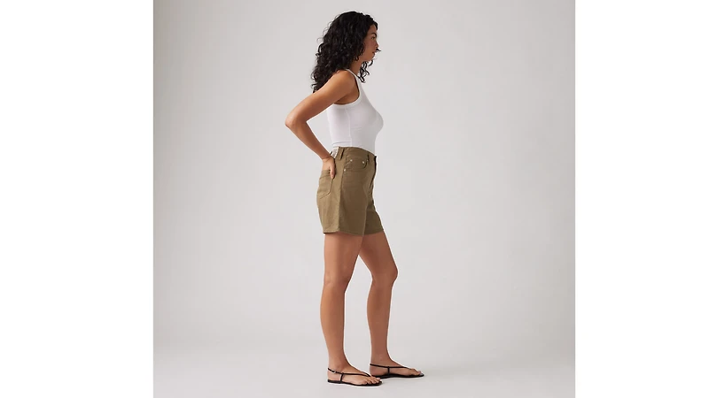 High Rise Baggy Linen Blend Lightweight Women's Shorts