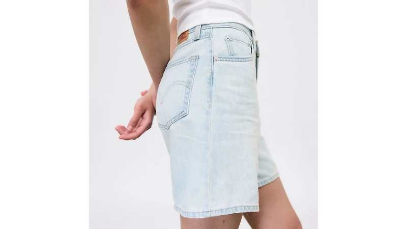 High Rise Baggy Linen+ Denim Lightweight Women's Shorts