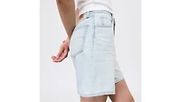 High Rise Baggy Linen+ Denim Lightweight Women's Shorts