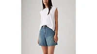 High Rise Baggy Linen+ Denim Lightweight Women's Shorts