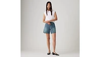 High Rise Baggy Linen+ Denim Lightweight Women's Shorts