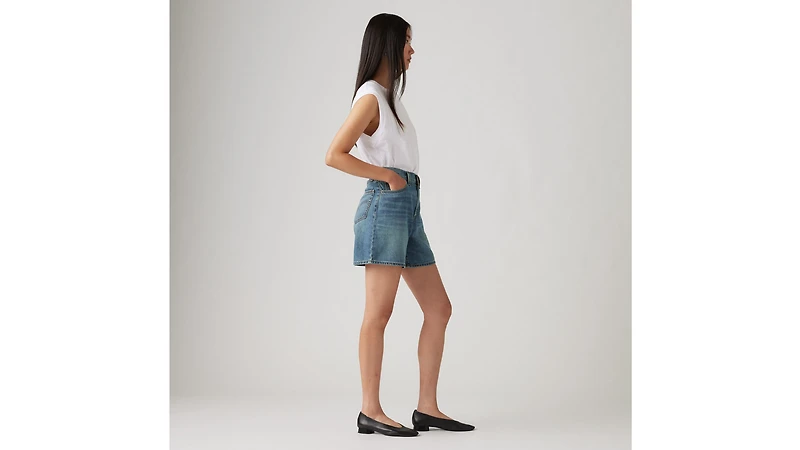 High Rise Baggy Linen+ Denim Lightweight Women's Shorts