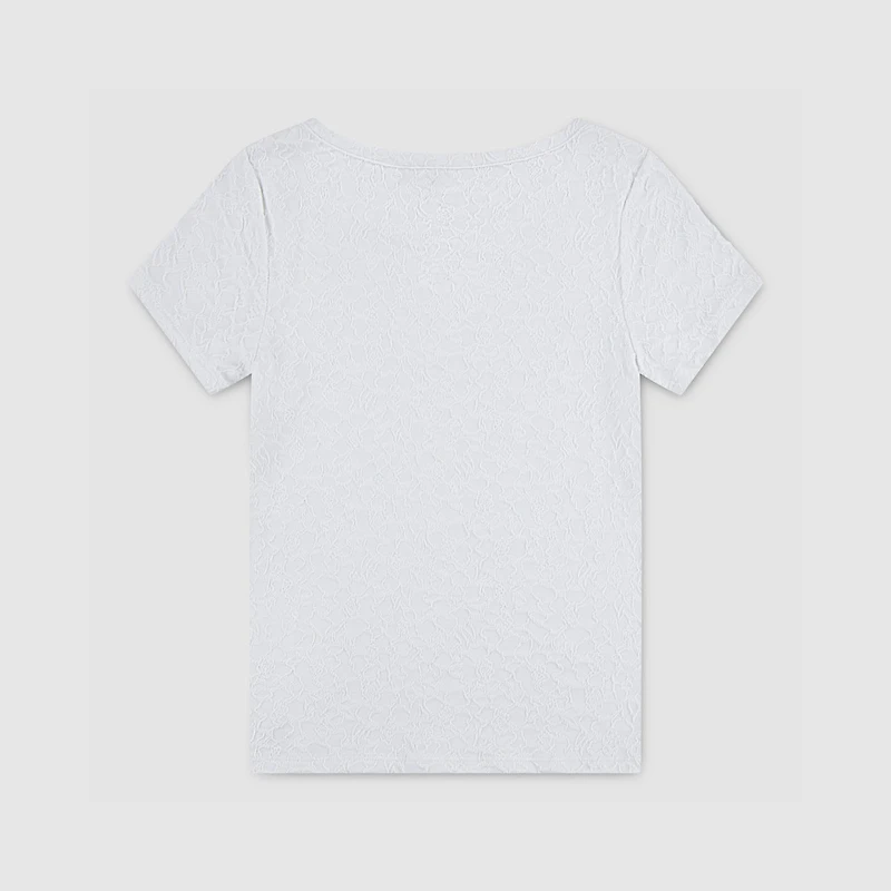 Jacquard Ss Knit Top Big Girls S-XL