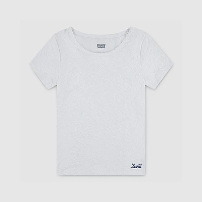 Jacquard Ss Knit Top Big Girls S-XL