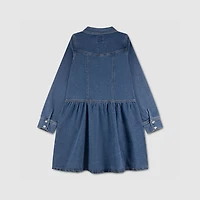 Long Sleeve Drop Waist Dress (Girls 7-16)