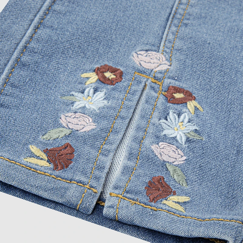 Dobby Pull On Wide Leg Jeans Little Girls 4-6