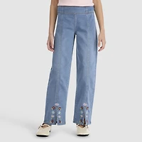 Dobby Pull On Wide Leg Jeans Big Girls 7-16