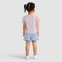 Short Sleeve Bow Graphic Tee and Belted Toddler Set