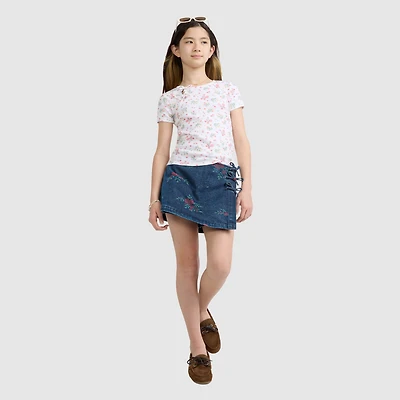 Floral Jacqaurd Skort Big Girls 7-16