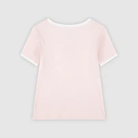 Short Sleeve Rosette Pointelle Knit Top Big Girls 7-16