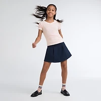 Short Sleeve Rosette Pointelle Knit Top Big Girls 7-16