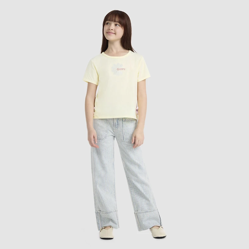 Short Sleeve Daisy Side Tie Knit Top Big Girls 7-16
