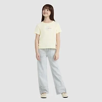 Short Sleeve Daisy Side Tie Knit Top Big Girls 7-16
