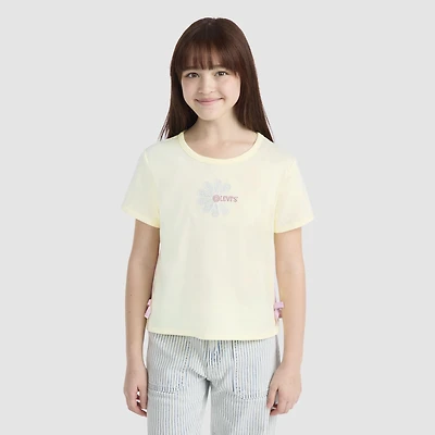 Short Sleeve Daisy Side Tie Knit Top Big Girls 7-16