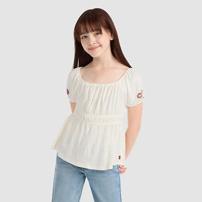 Short Sleeve Smocked Puff Top Big Girls 7-16