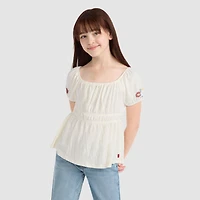 Short Sleeve Smocked Puff Top  Big Girls 7-16