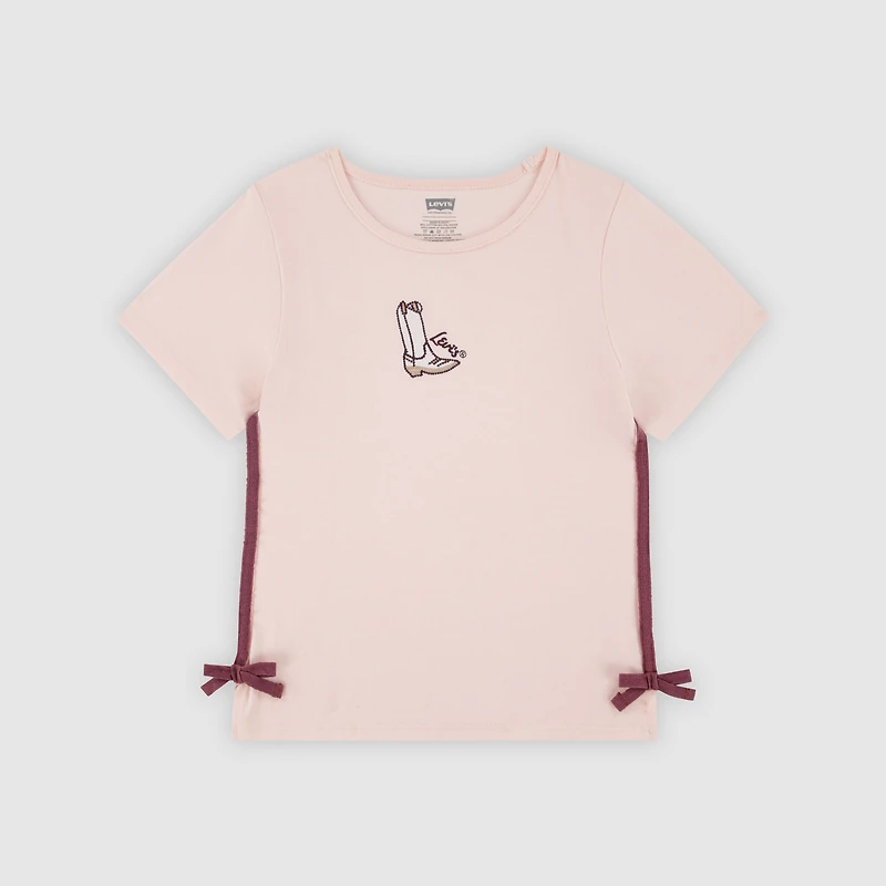 Short Sleeve Boot Icon Knit Top Big Girls 7-16