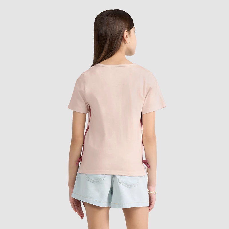 Short Sleeve Boot Icon Knit Top Big Girls 7-16