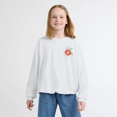 Long Sleeve Bubble Hem Knit Top Big Girls 7-16