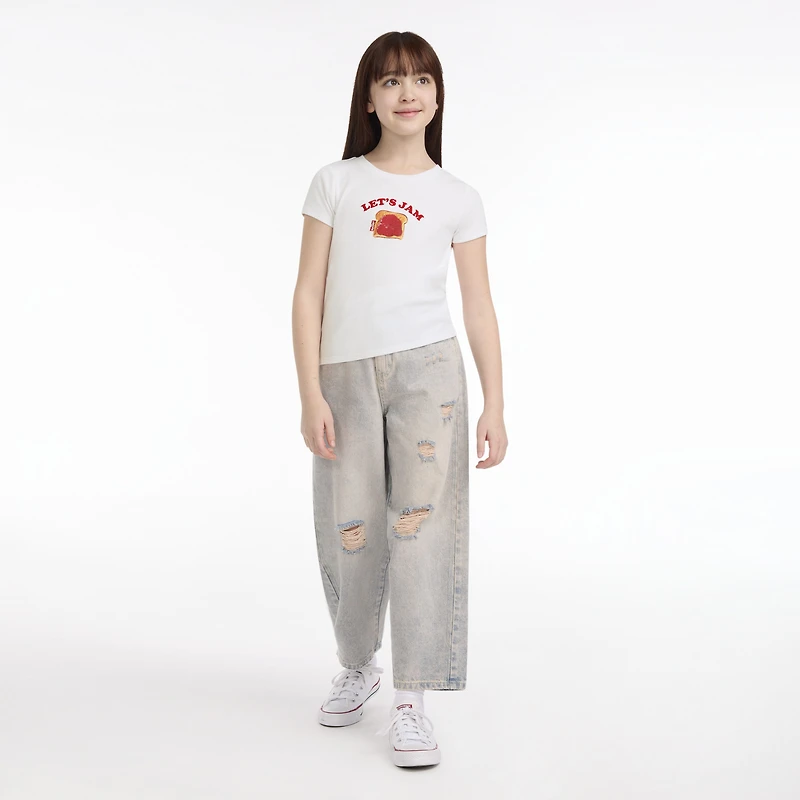Short Sleeve Rib Meet and Greet Jam Knit Top Big Girls 7-16