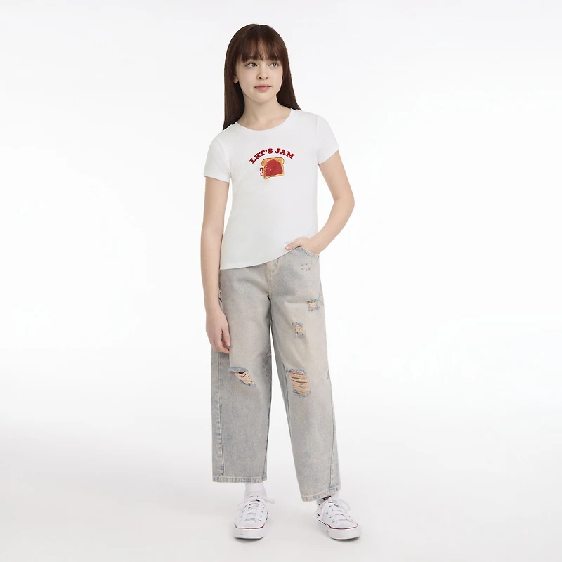 Short Sleeve Rib Meet and Greet Jam Knit Top Big Girls 7-16
