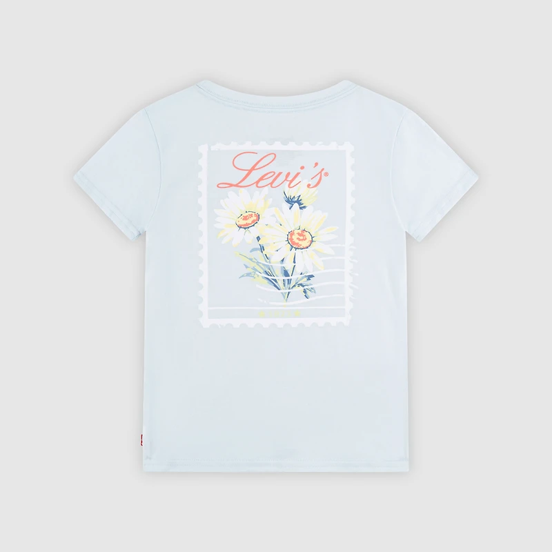 Short Sleeve Floral Stamp Graphic Tee Little Girls 4-6