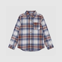 Indigo Plaid Twill Shirt Big Boys 8-20