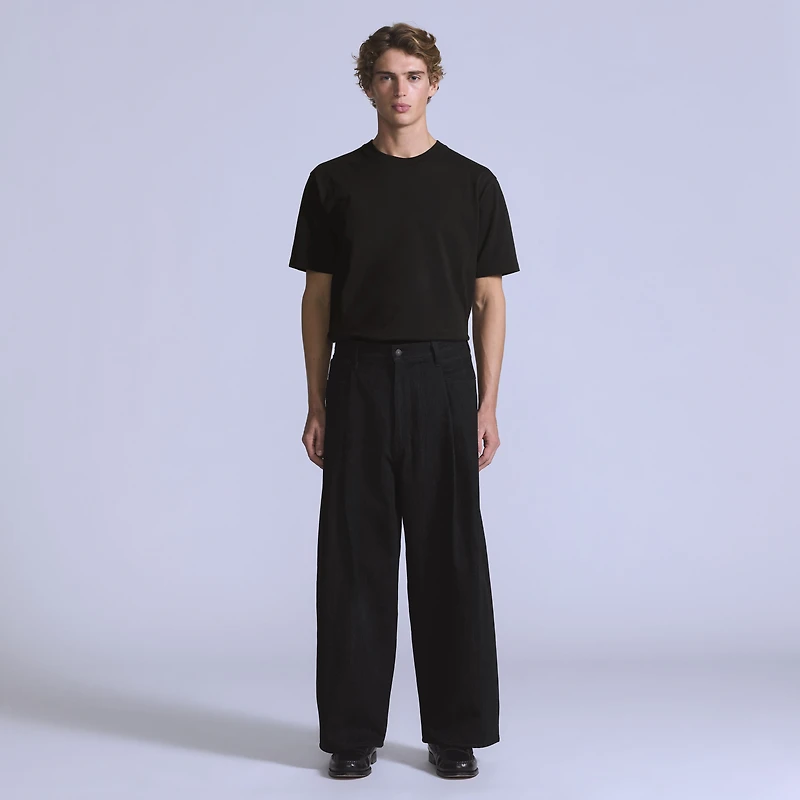 Wide Pleated Crop Men's Jeans