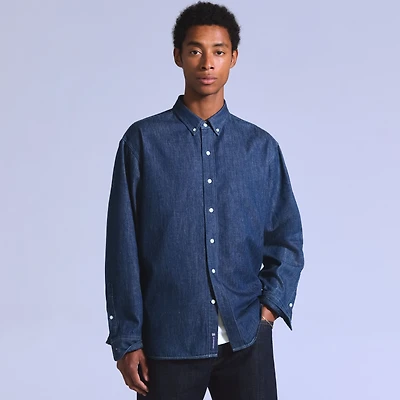 Relaxed Denim Button-Down Shirt