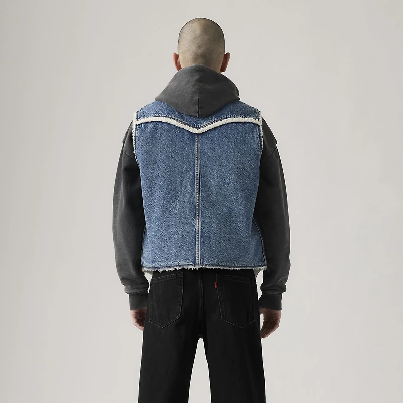 Western Denim Sherpa Vest