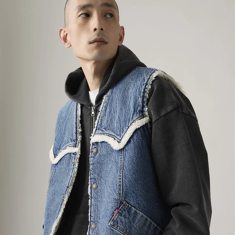 Western Denim Sherpa Vest