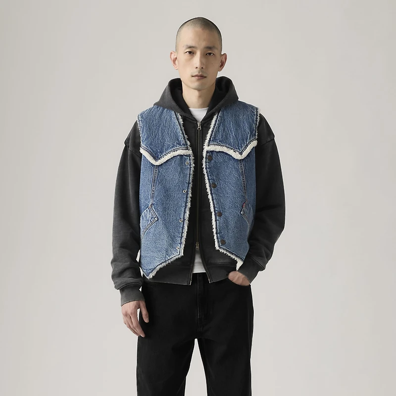 Western Denim Sherpa Vest