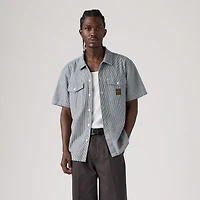 Relaxed Short-Sleeve Denim Worker Shirt