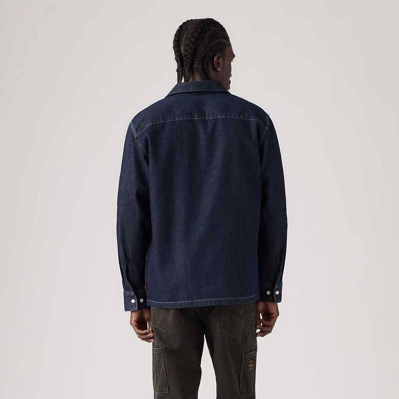 Relaxed Long-Sleeve Denim Worker Shirt