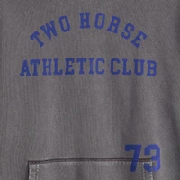 Grunge Wash Two Horse Boxy Hoodie Sweatshirt