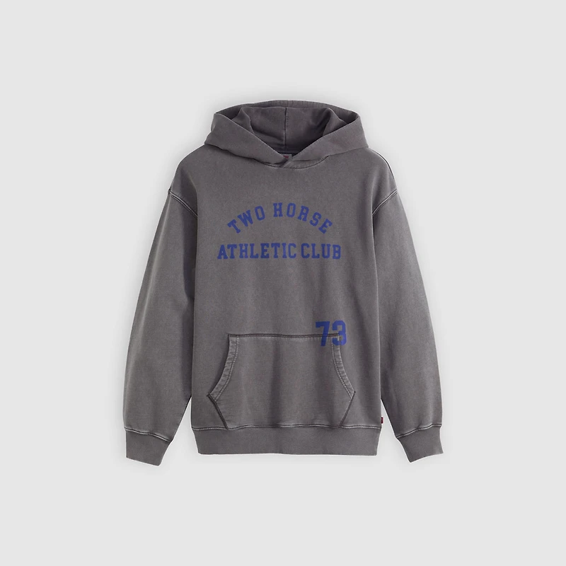 Grunge Wash Two Horse Boxy Hoodie Sweatshirt