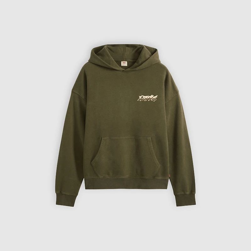 Two Horse Boxy Grunge Wash Hoodie Sweatshirt