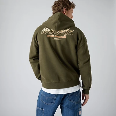 Two Horse Boxy Grunge Wash Hoodie Sweatshirt