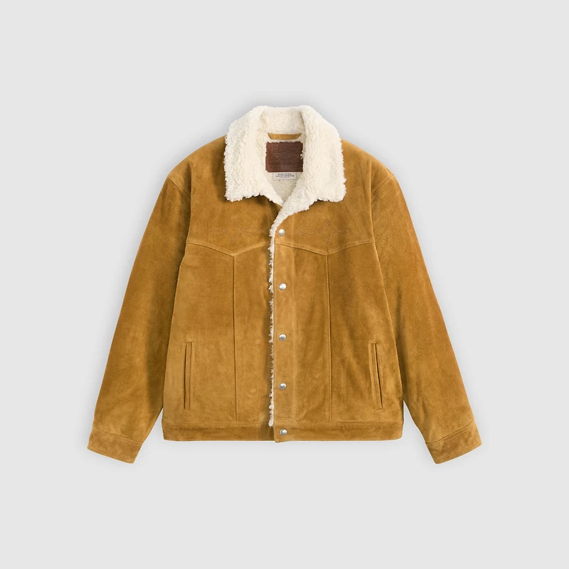 Western Suede Sherpa Trucker Jacket