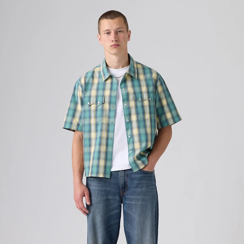 Short-Sleeve Boxy Western Shirt