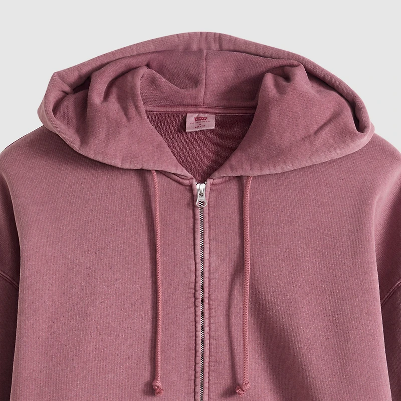 Hayes Boxy Grunge Wash Full-Zip Sweatshirt