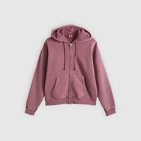 Hayes Boxy Grunge Wash Full-Zip Sweatshirt