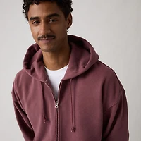 Hayes Boxy Grunge Wash Full-Zip Sweatshirt