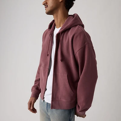 Hayes Boxy Grunge Wash Full-Zip Sweatshirt