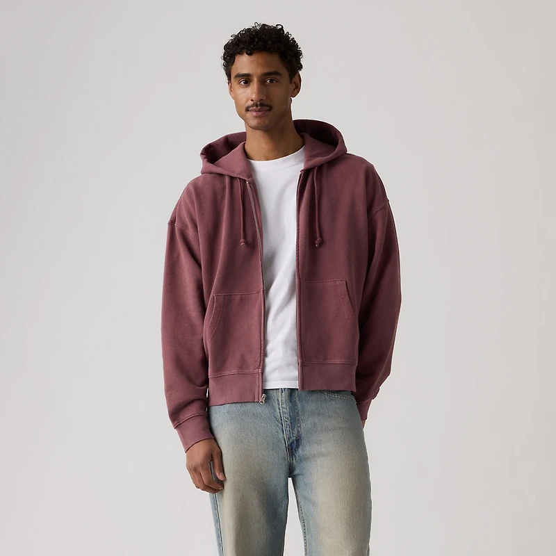 Hayes Boxy Grunge Wash Full-Zip Sweatshirt