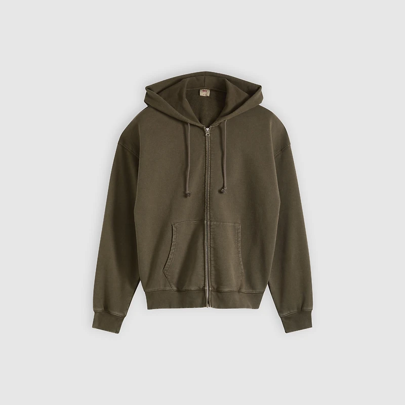Hayes Boxy Grunge Wash Full-Zip Sweatshirt