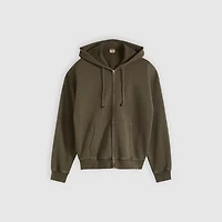 Hayes Boxy Grunge Wash Full-Zip Sweatshirt