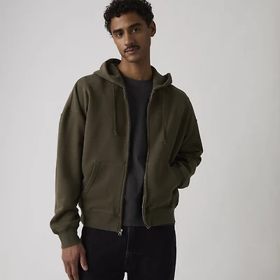 Hayes Boxy Grunge Wash Full-Zip Sweatshirt